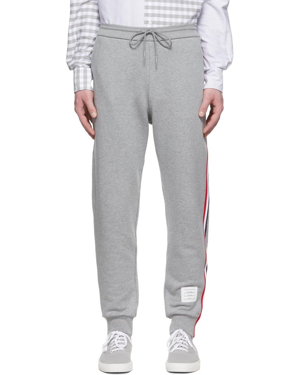 Thom Browne Gray Rwb Stripe Track Pants for men