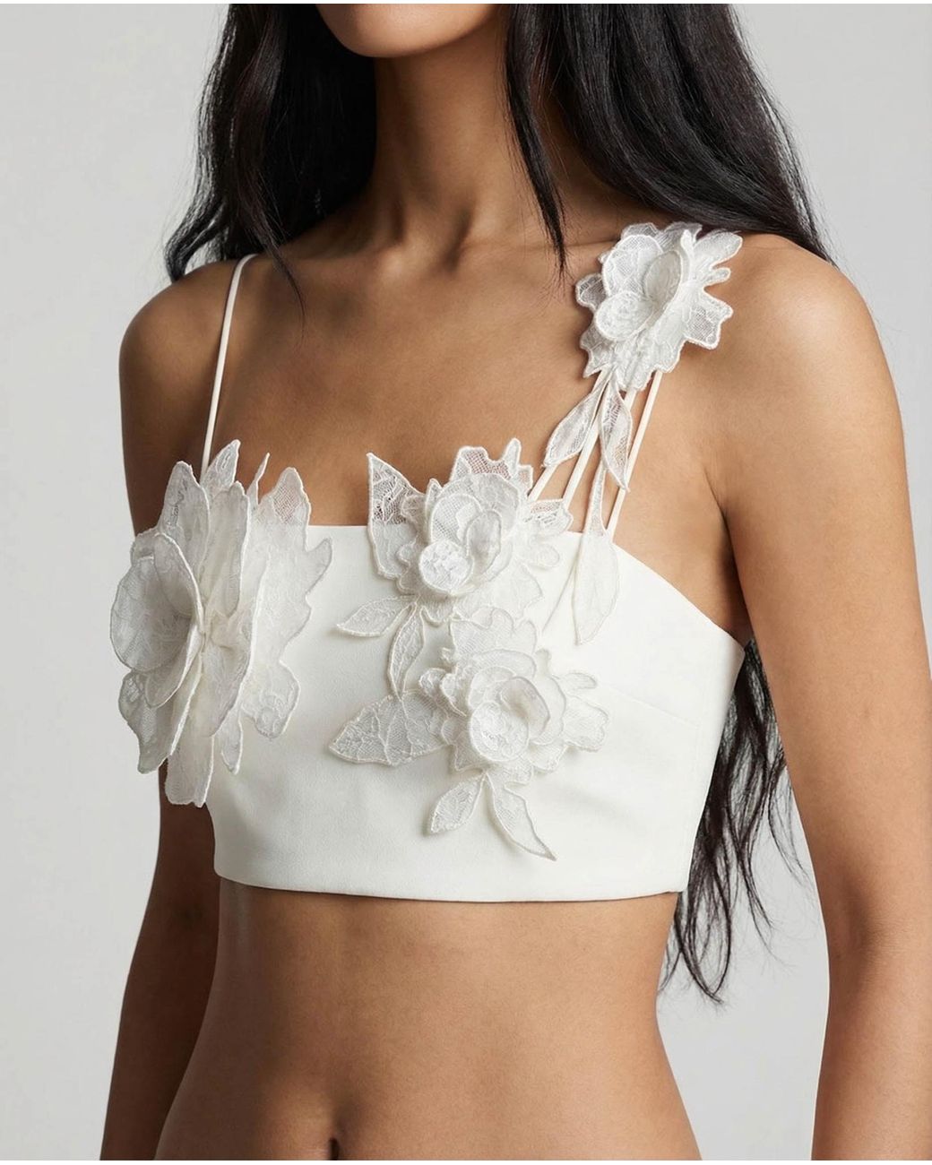 David Koma Floral Appliqué Top in White | Lyst