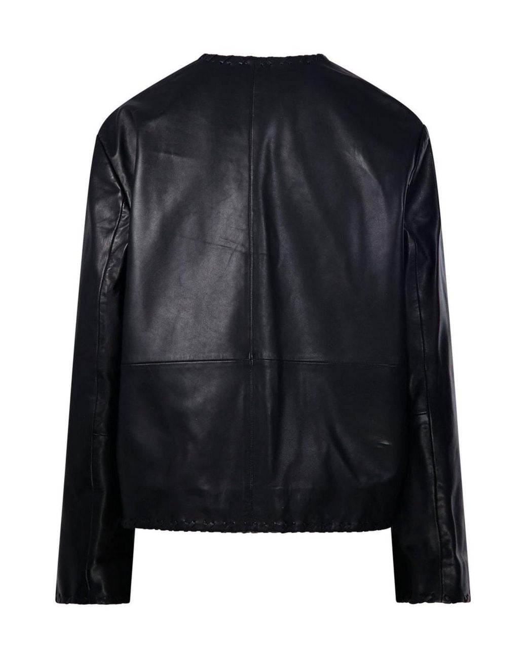 Rohe Black Blanket-Stitch Leather Jacket