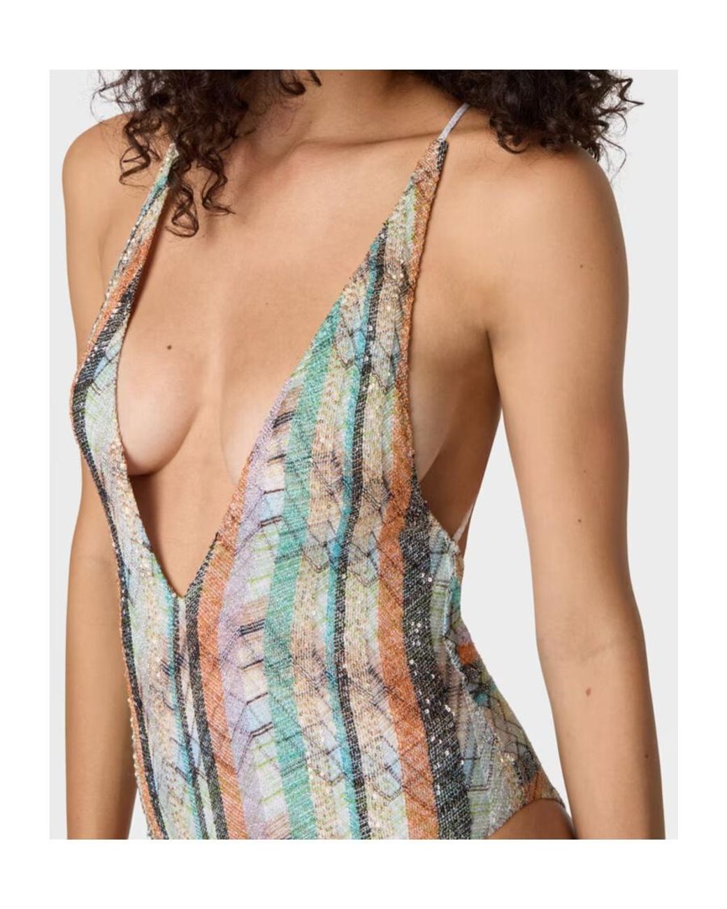 Missoni White Lurex Striped One-Piece Swimsuit