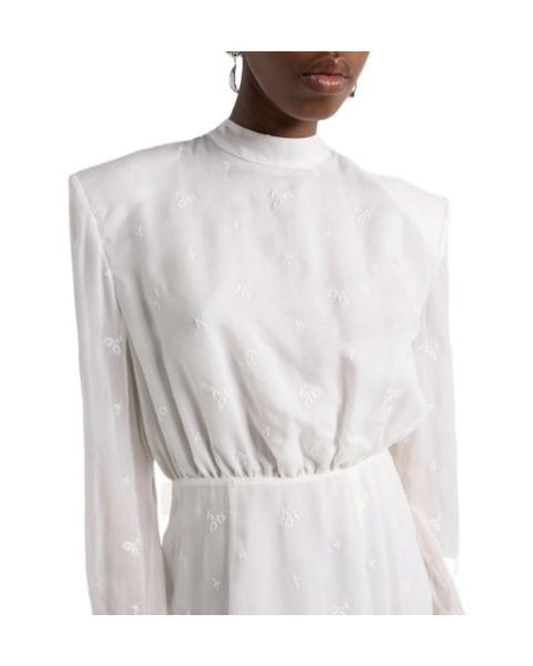 Magda Butrym White Embroidered Silk, Wool And Cotton-Blend Midi Dress