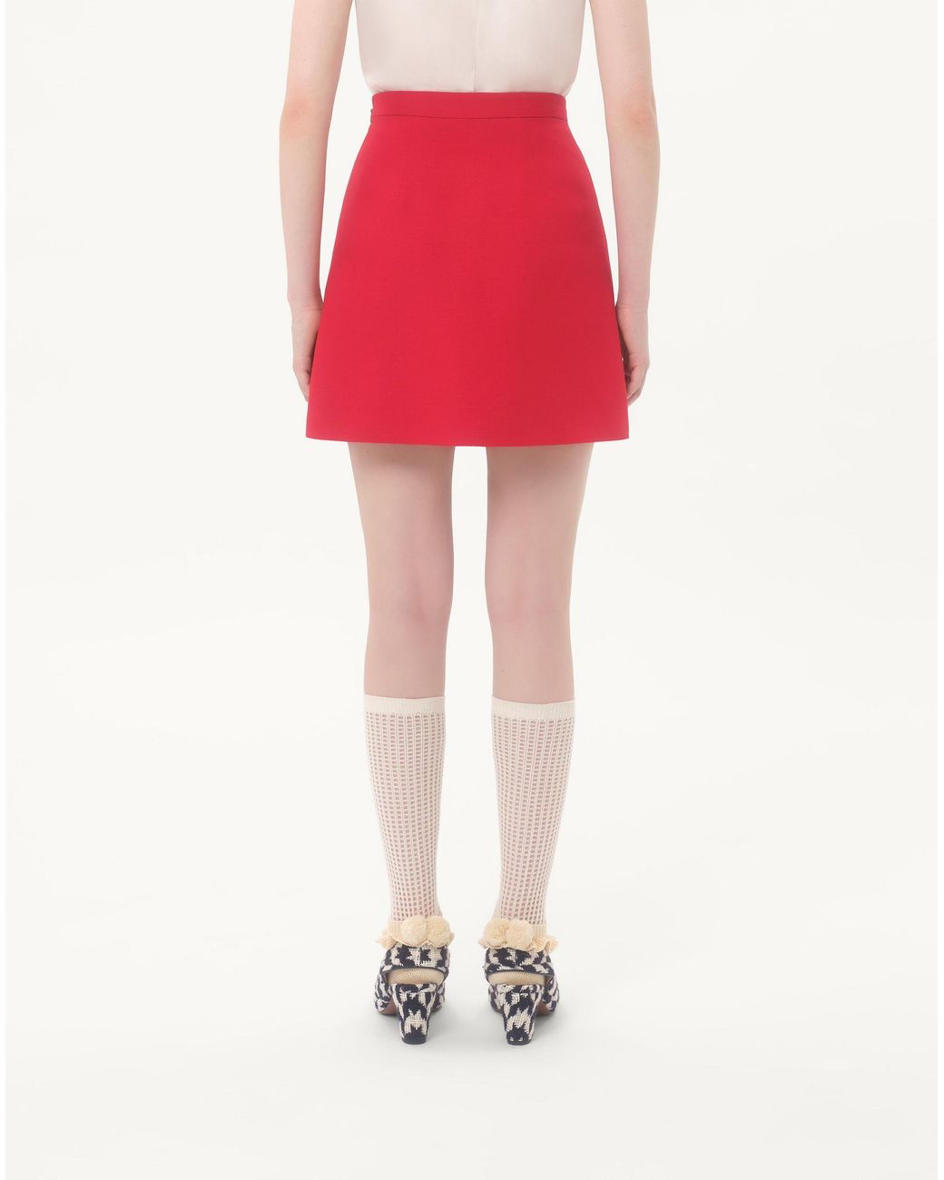 Valentino Red Crepe Couture Heart Motif Mini Skirt