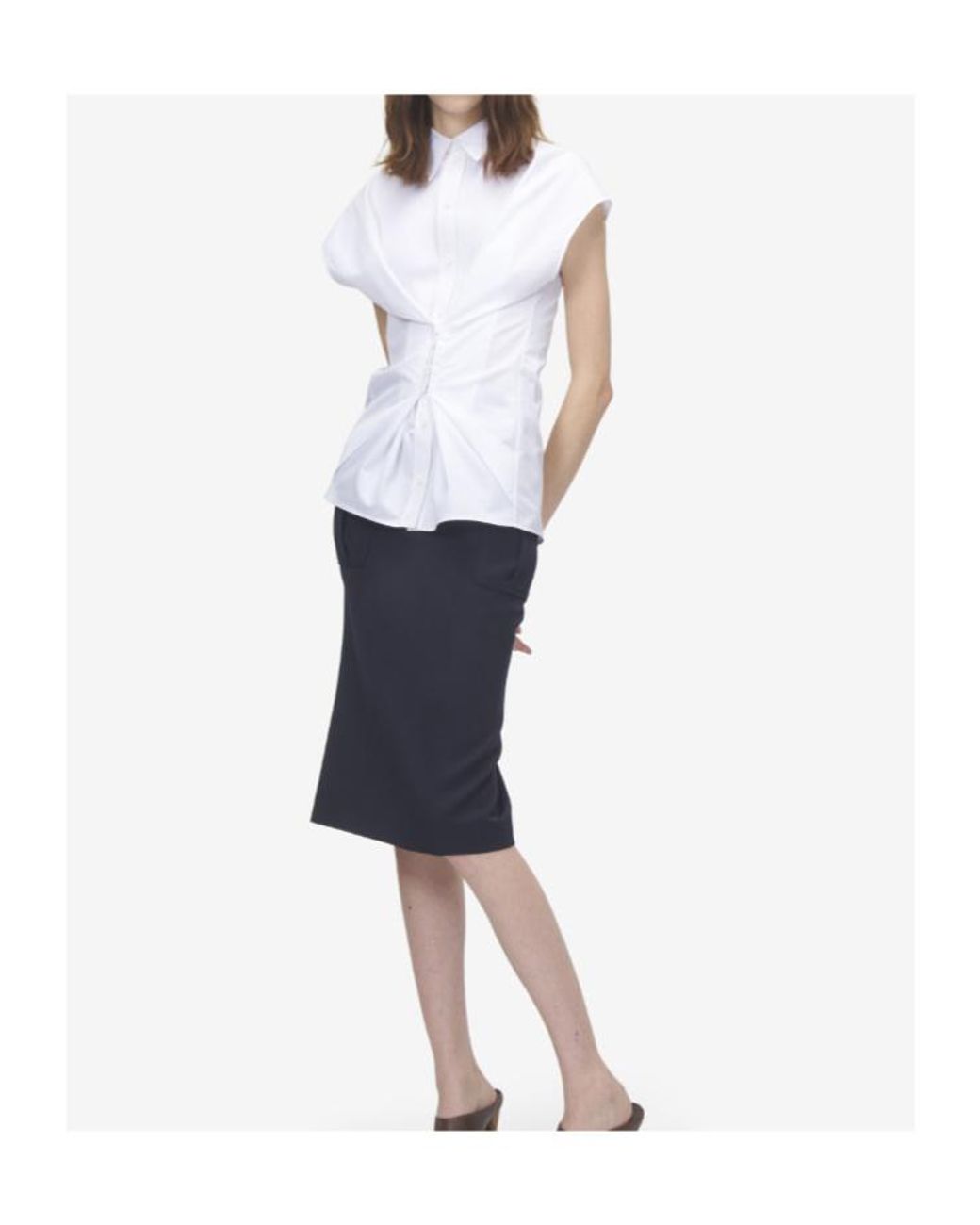McQueen White Gathered Short Sleeved Shirt