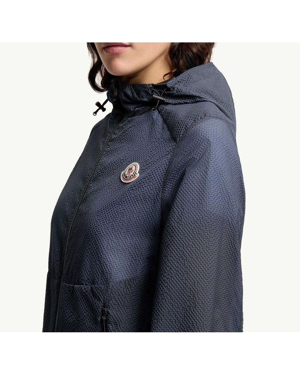 Moncler Blue Zip-Up Hooded Jacket