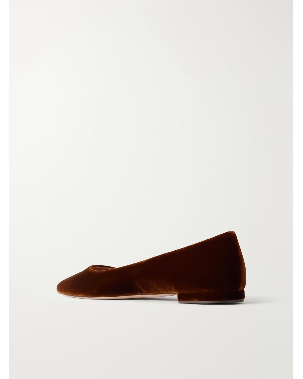 Gianvito Rossi Brown Velvet Ballet Flats