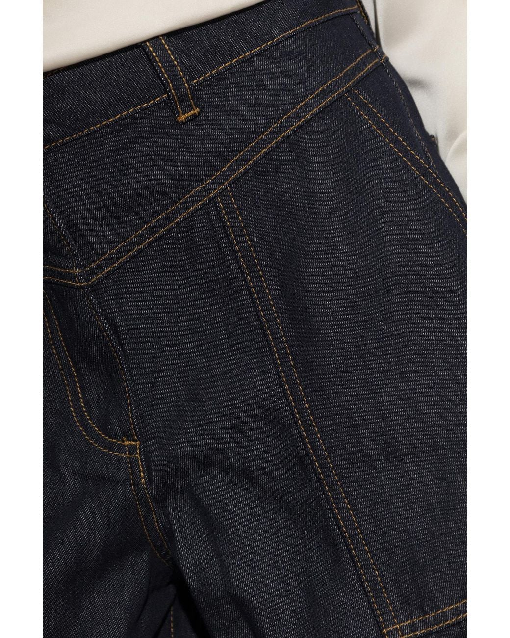Self-Portrait Blue Contrast-Stitch Straight-Leg Jeans