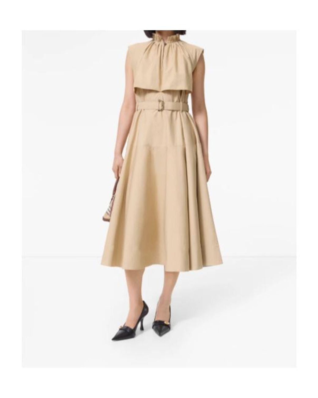 Burberry Natural Jessica Belted Sleeveless Dress