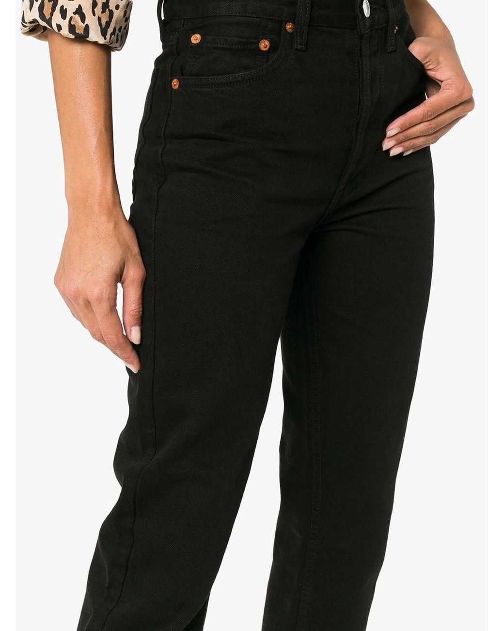 Re/done Black 70S Stove Pipe Jeans