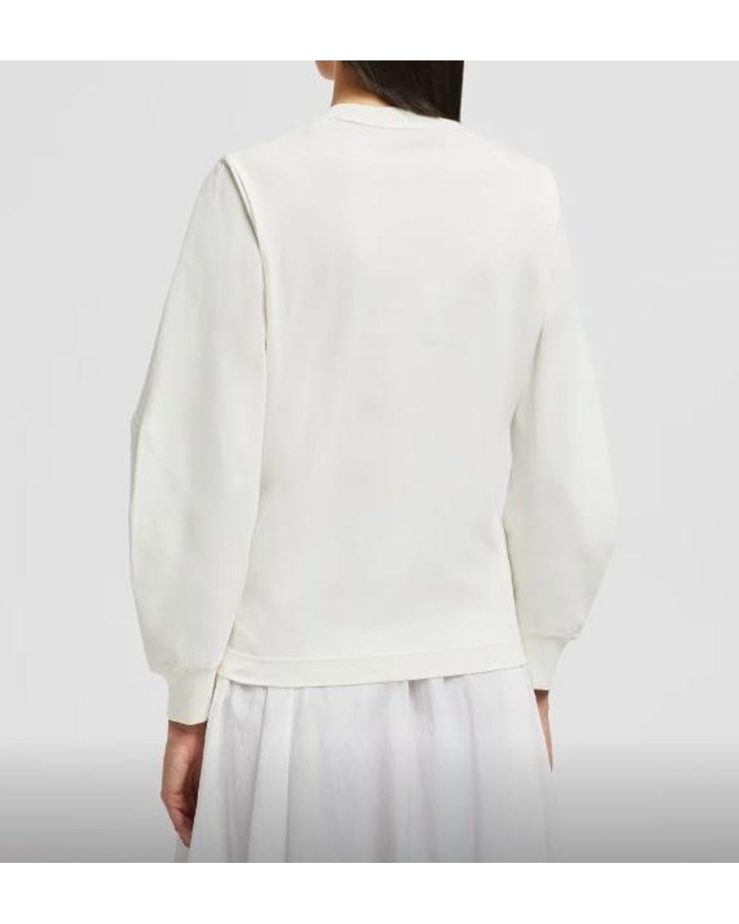 Moncler White Cotton Pleated Sleeve T-Shirt