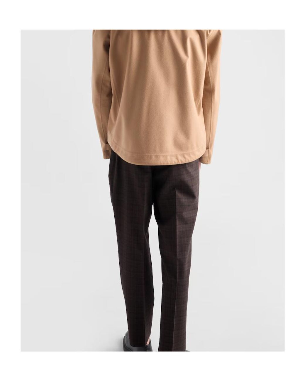 Prada Gray Pleated Checked Trousers for men