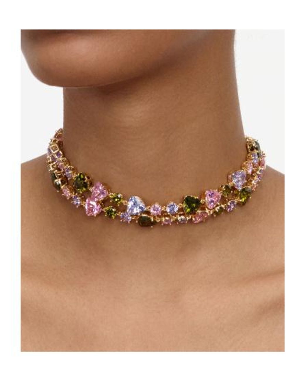 Self-Portrait Metallic Cluster Crystal Necklace