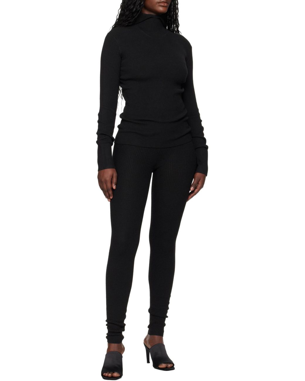 Fear Of God Black Skinny Cut Waffle Knit Leggings
