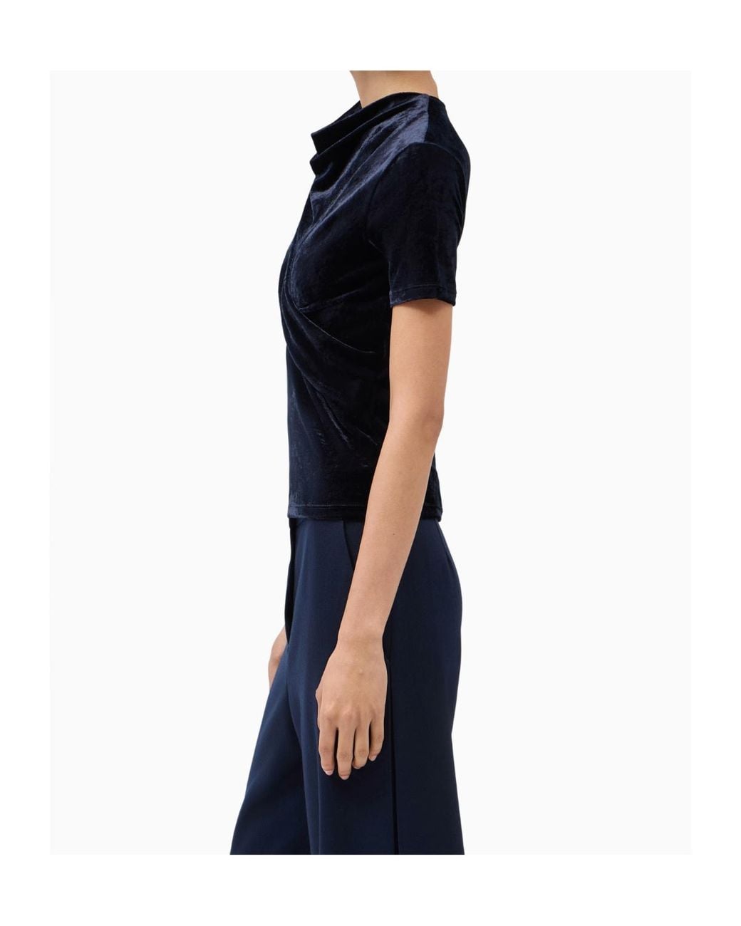 Giorgio Armani Blue Draped Velvet Top