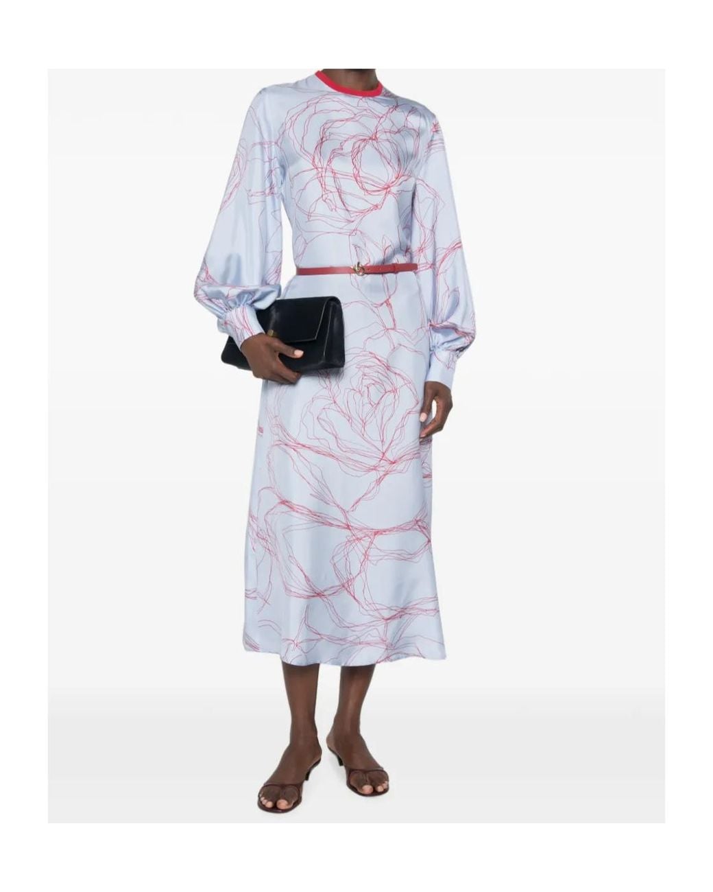 Fabiana Filippi Purple Floral-Print Belted Midi Dress
