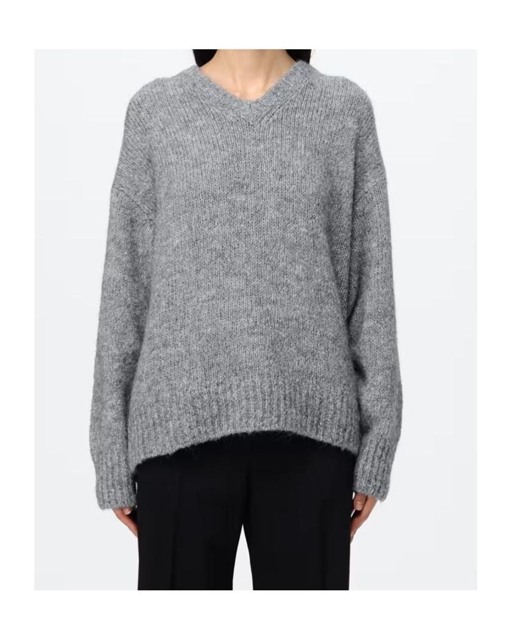 Filippa K Gray Oversized V-Neck Knitted Sweater