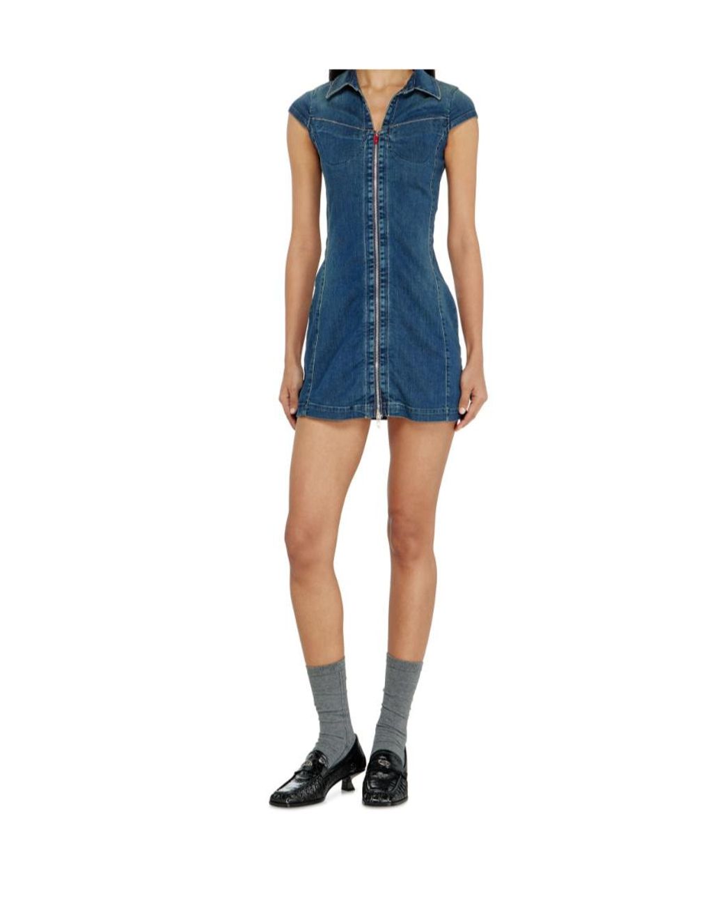 DIESEL Blue De Lorvyn Zip-Front Mini Dress