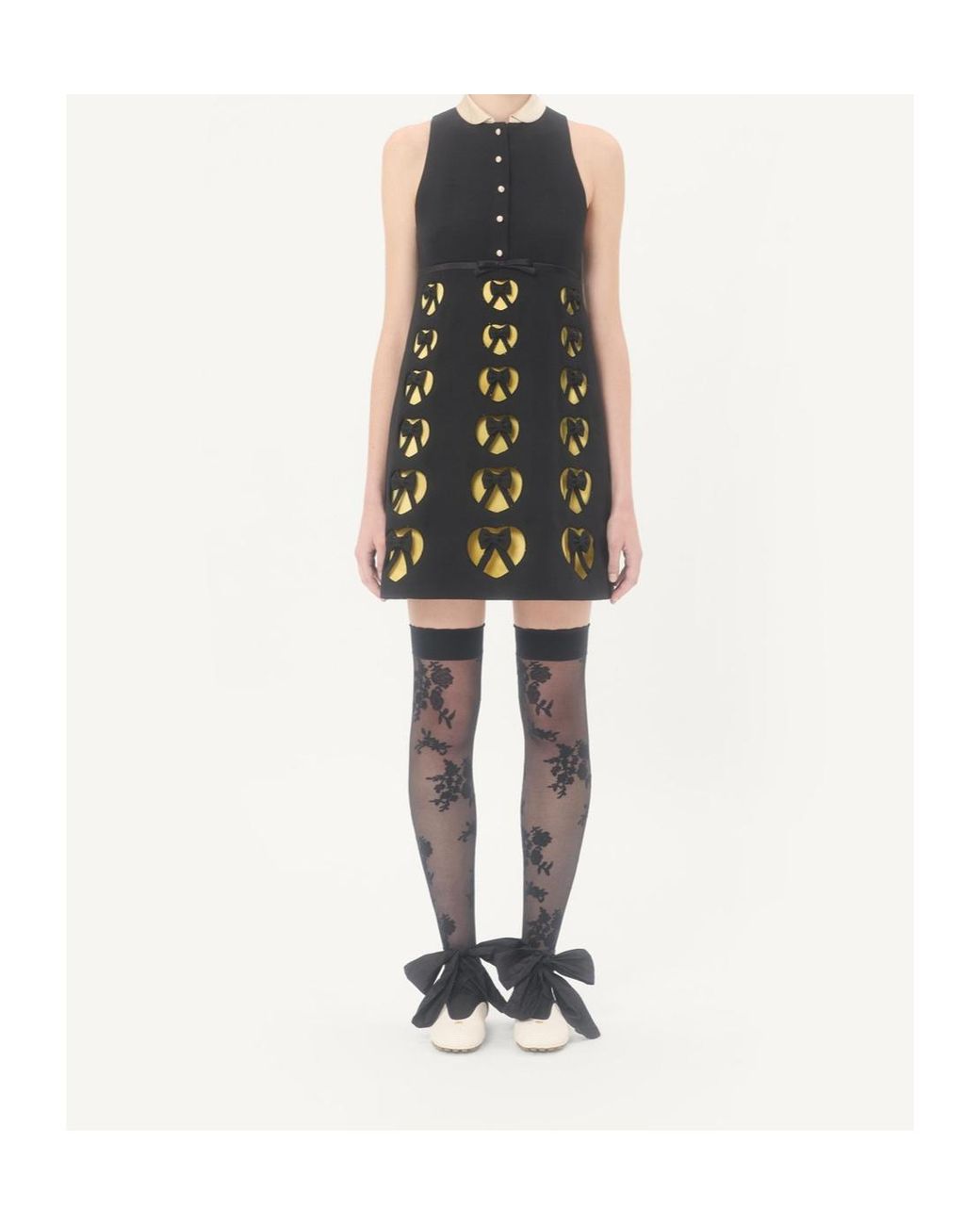 Valentino Black Collared Sleeveless Dress