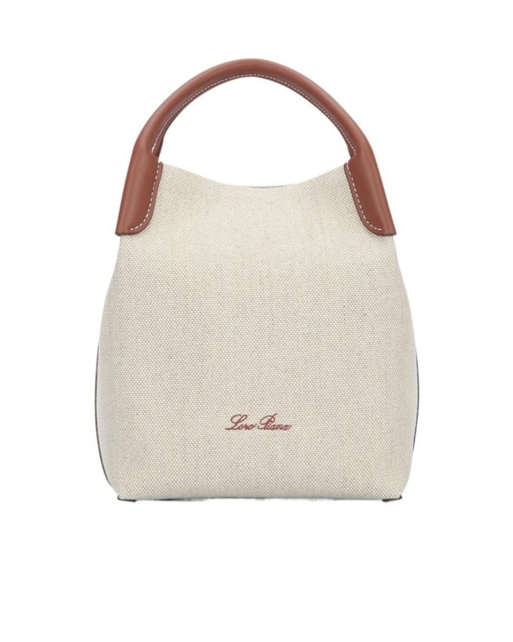 Loro Piana Natural Micro Bale Leather-Trim Tote Bag