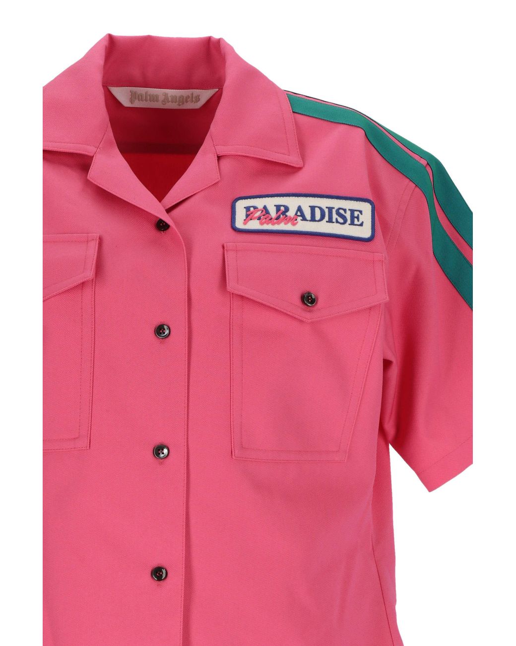 Palm Angels Pink Logo Patch Buttoned Shirt