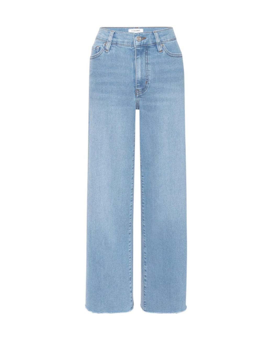 FRAME Blue Raw-Edge Wide-Leg Jeans