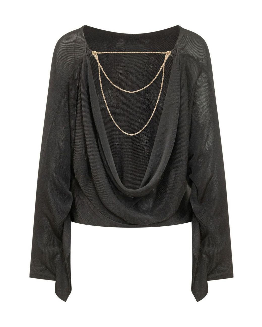 Ba&sh Black Sara Draped Back Knitted Top