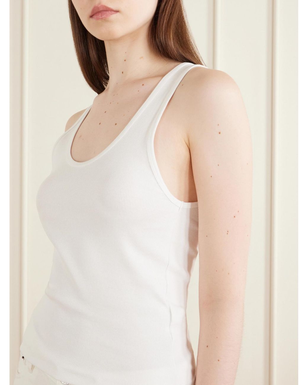 Matteau White Ribbed Organic Cotton-Blend Jersey Tank