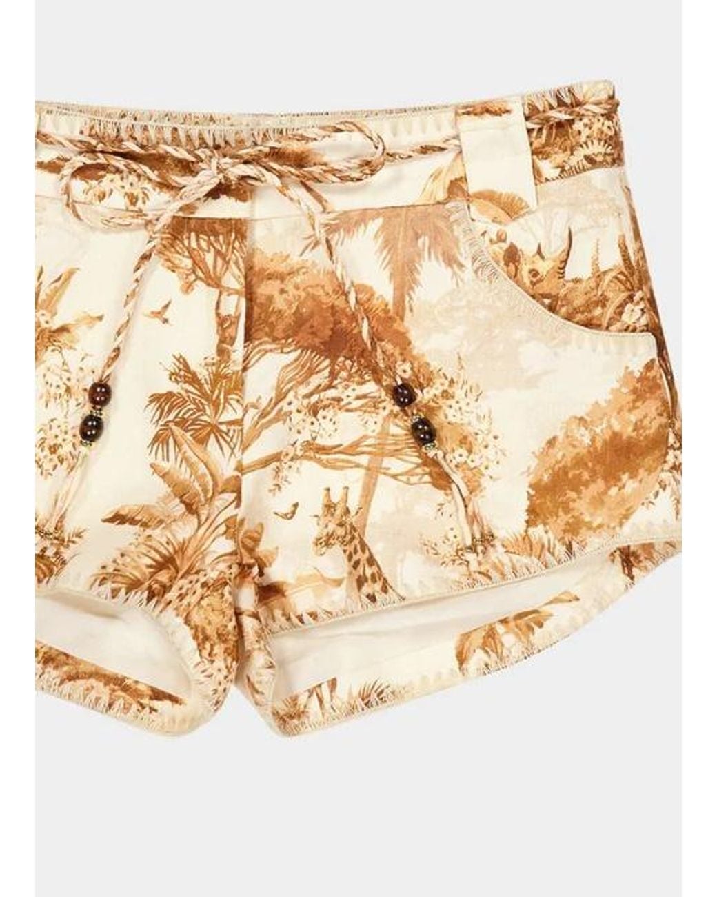 Zimmermann Natural Safari-Print Shorts