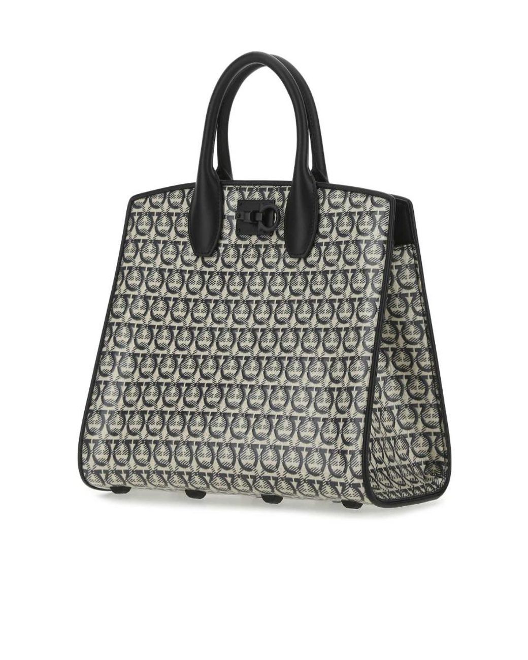 Ferragamo Black Pattern Printed Handbag