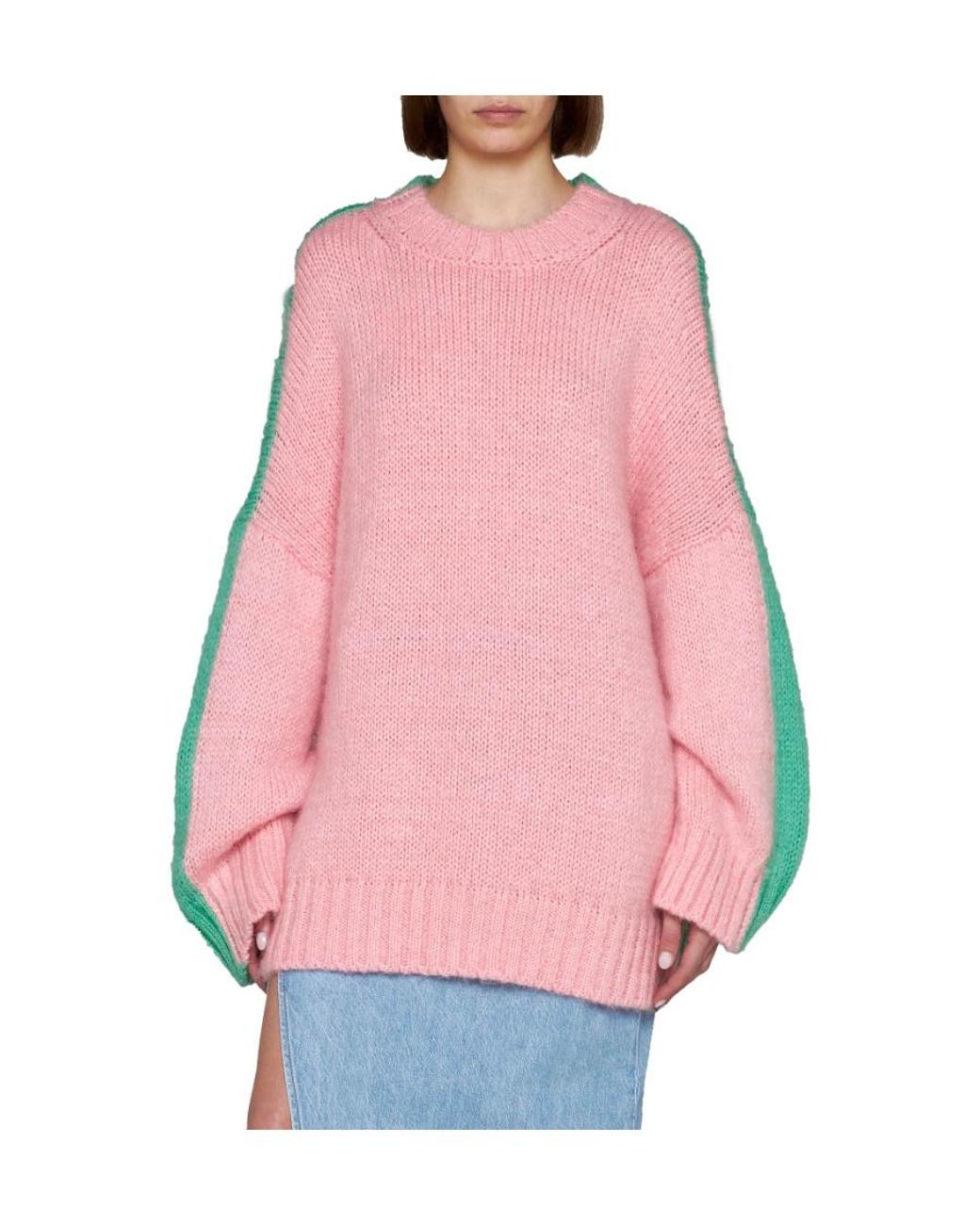 J.W. Anderson Pink Colour-Block Crew-Neck Jumper