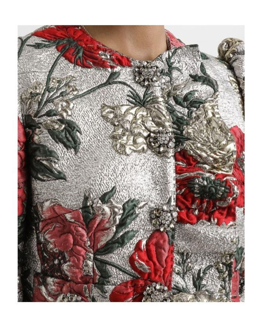 Dolce & Gabbana Red Single-Breasted Floral Jacket