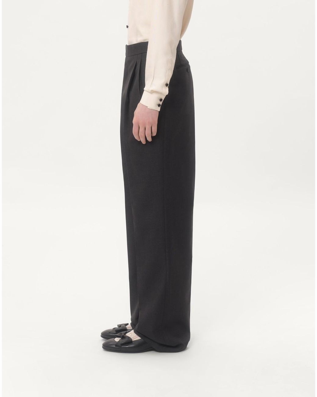 Valentino Gray Gabardine Straight Leg Pants for men
