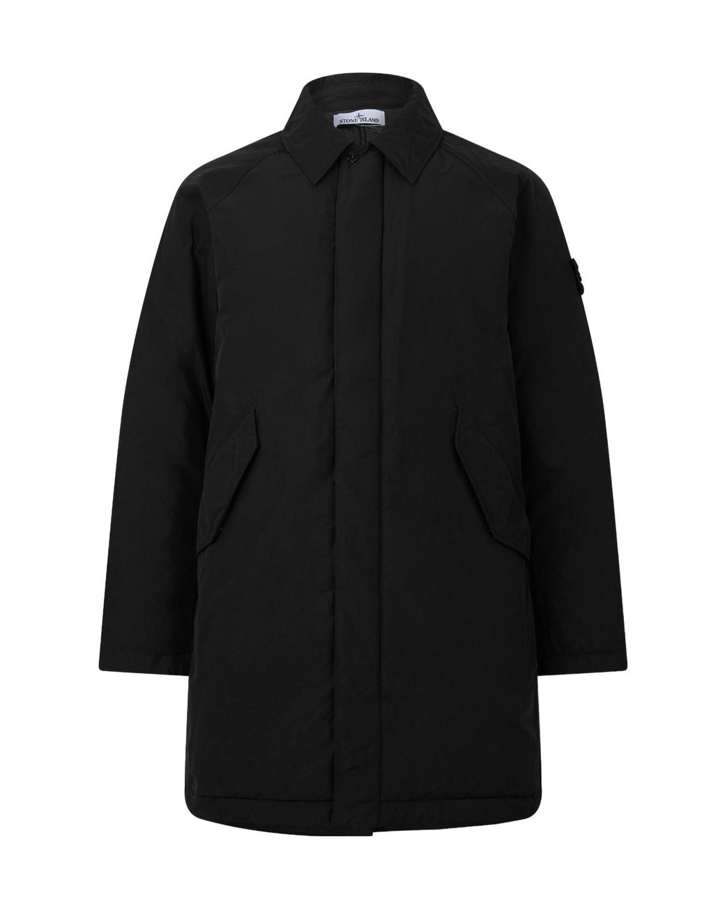Stone Island Black Midlength Trench Coat for men