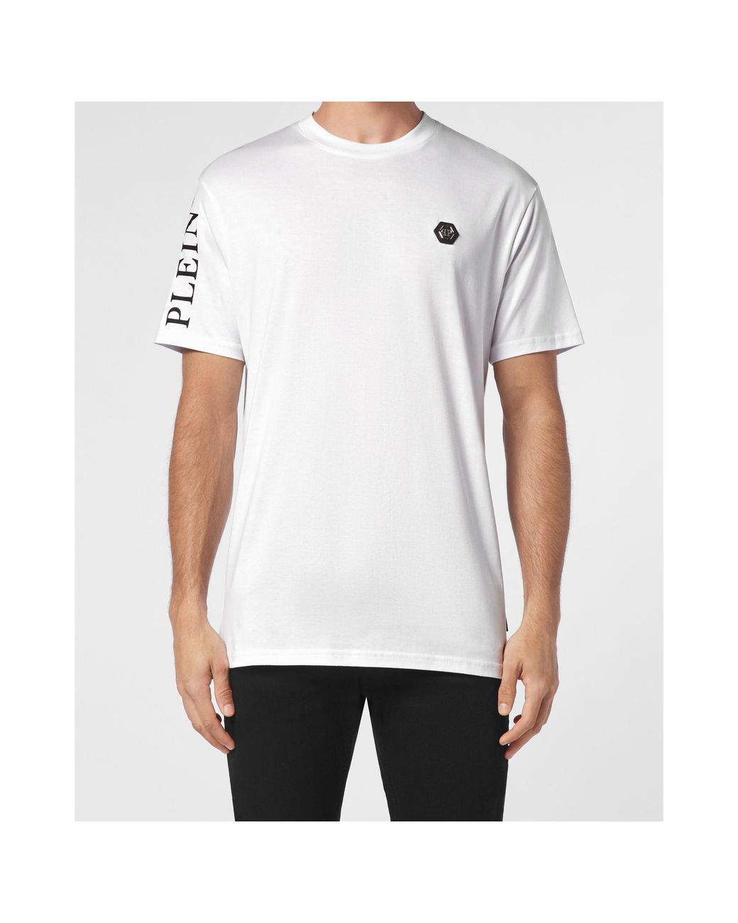 Philipp Plein White Logo-Patch Cotton T-Shirt for men