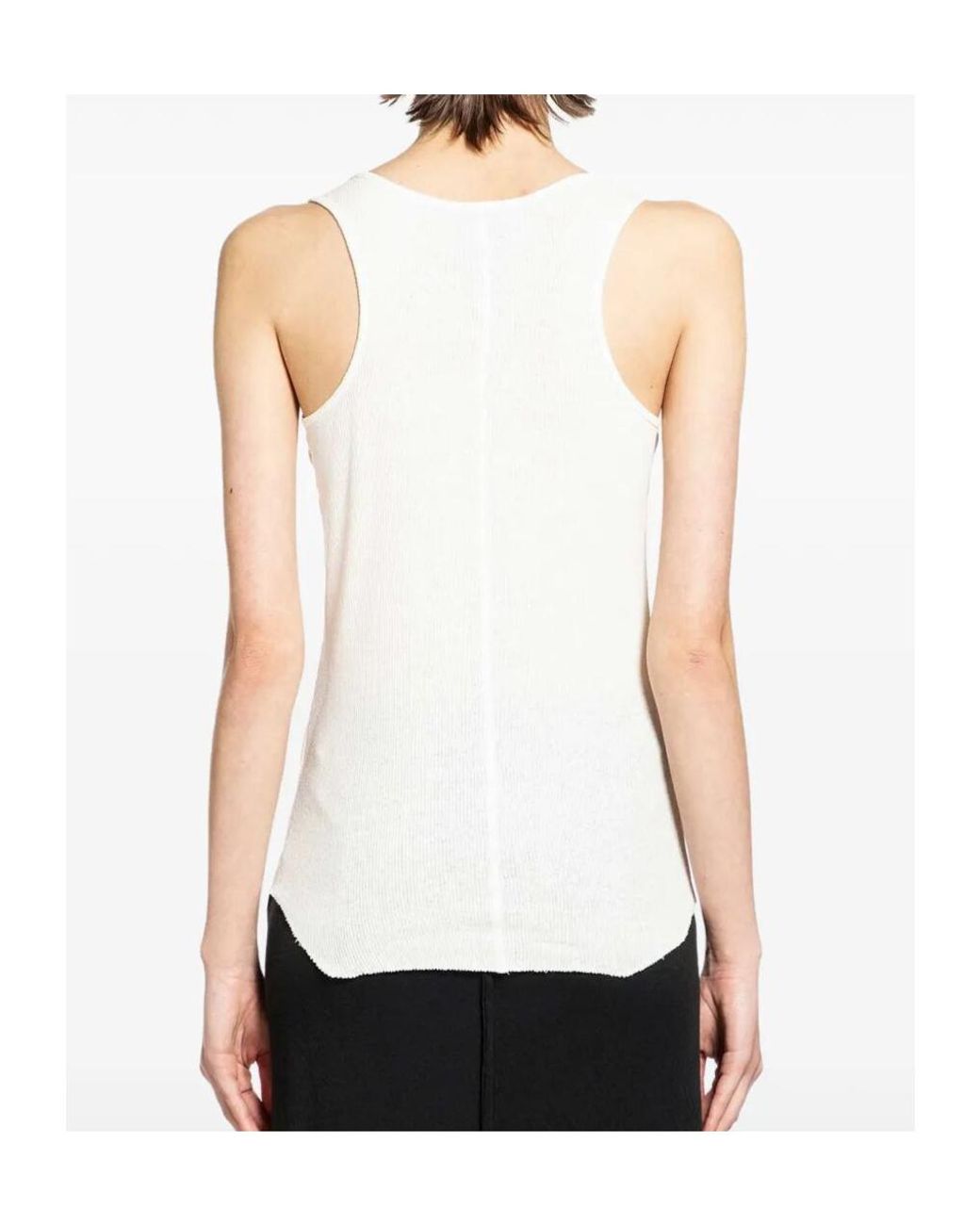 Thom Krom White Long Rib Tank Top