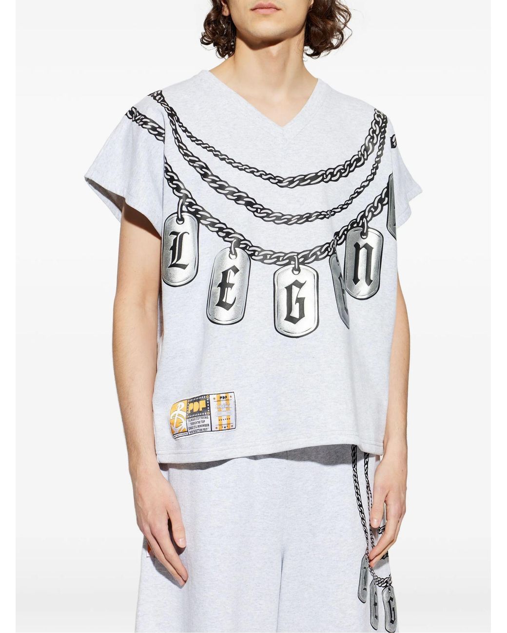 PDF CHANNEL Gray Pdf Graphic V-Neck T-Shirt for men