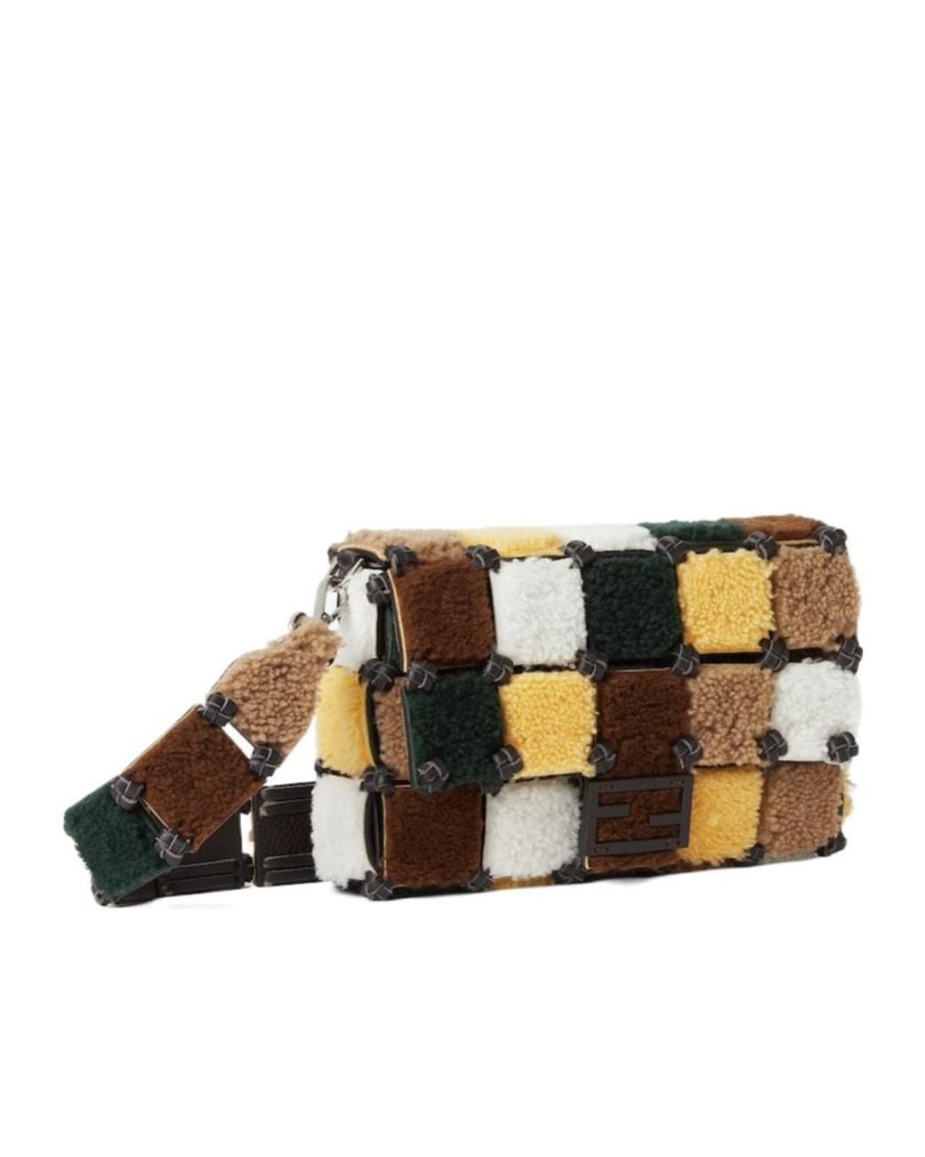 Fendi Multicolored Patchwork Shearling Bag for men