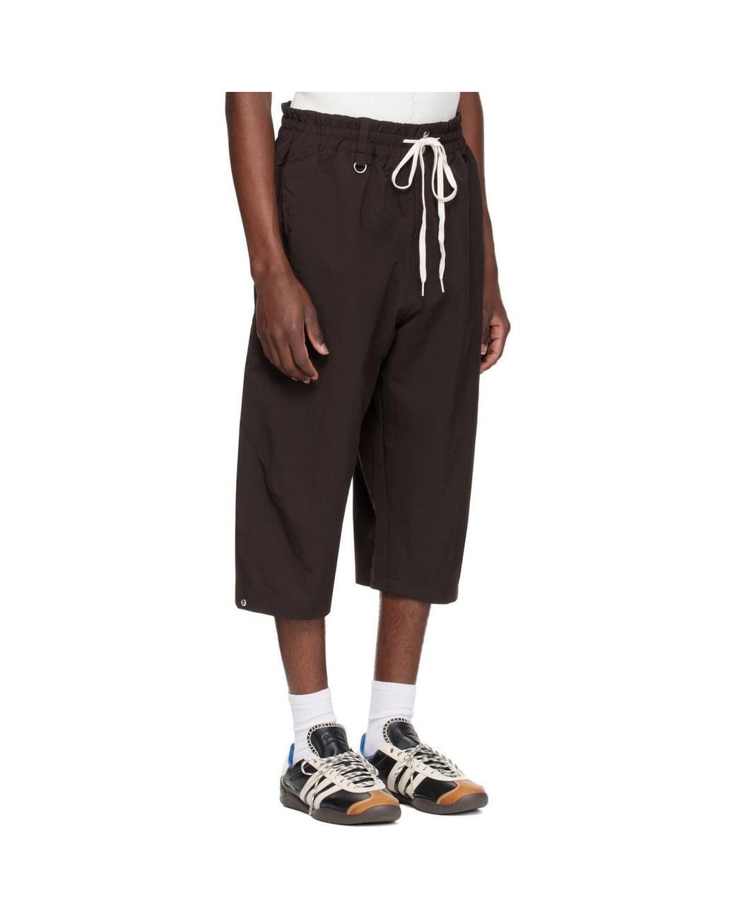 Wales Bonner Black X Y-3 Logo-Print Drawstring Trousers for men