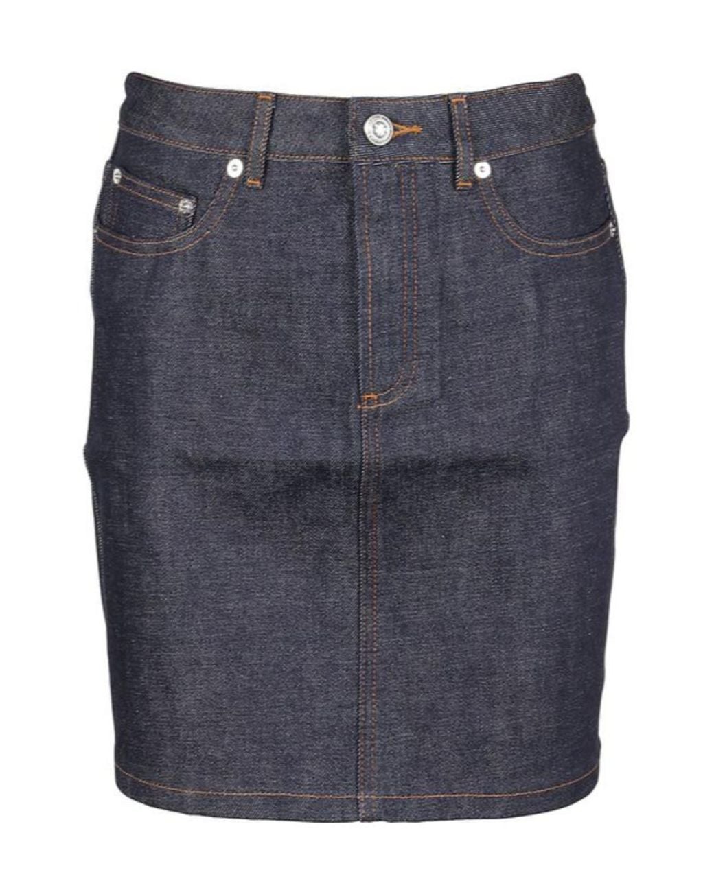 A.P.C. Blue High Waist Mini Denim Skirt