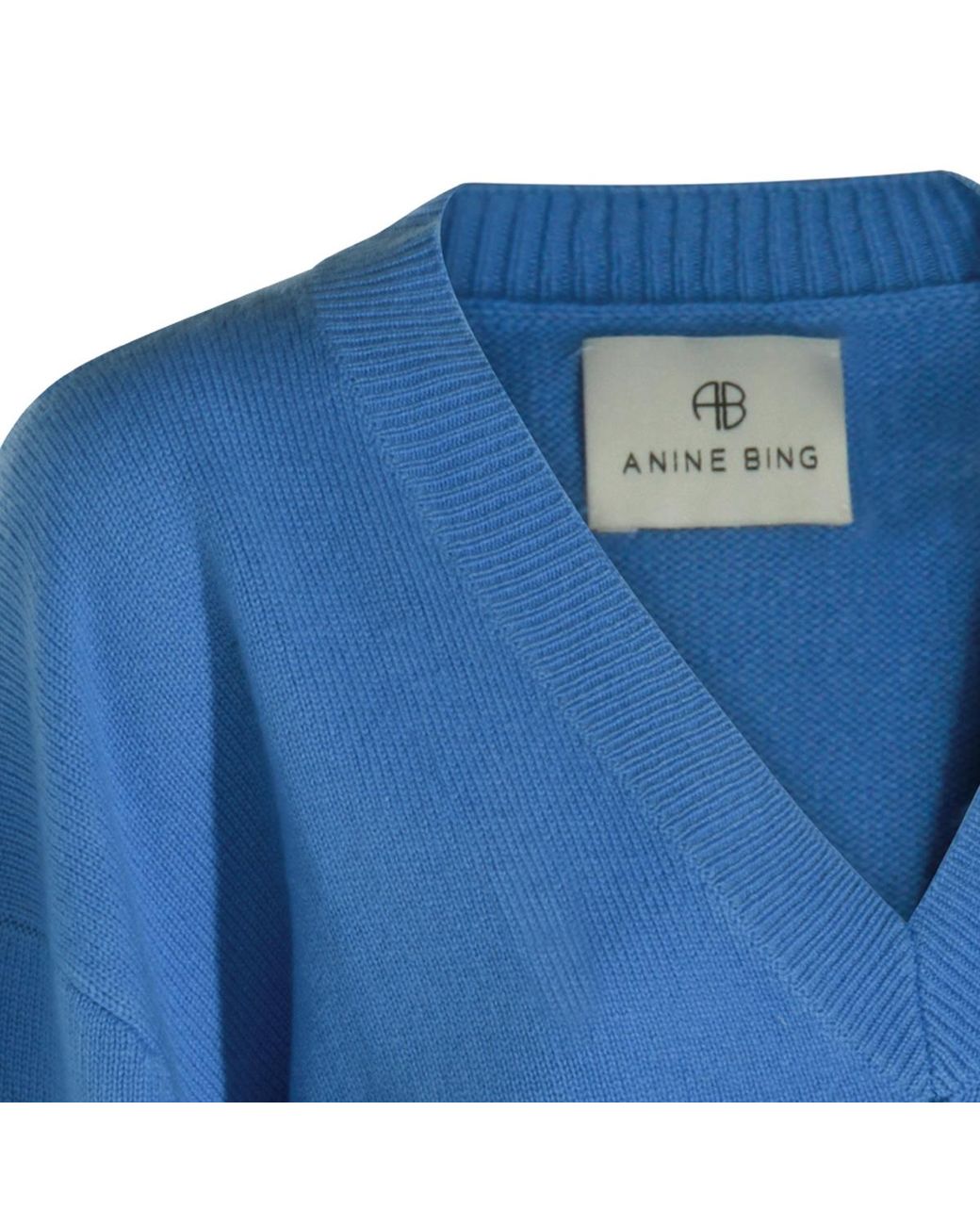 Anine Bing Blue V-Neck Knitted Jumper