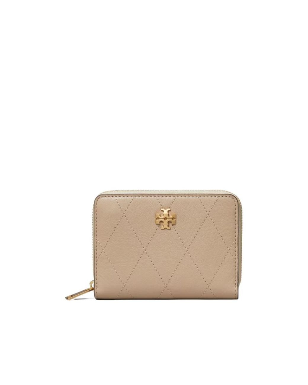 Tory Burch Natural Quilted Zip-Around Wallet