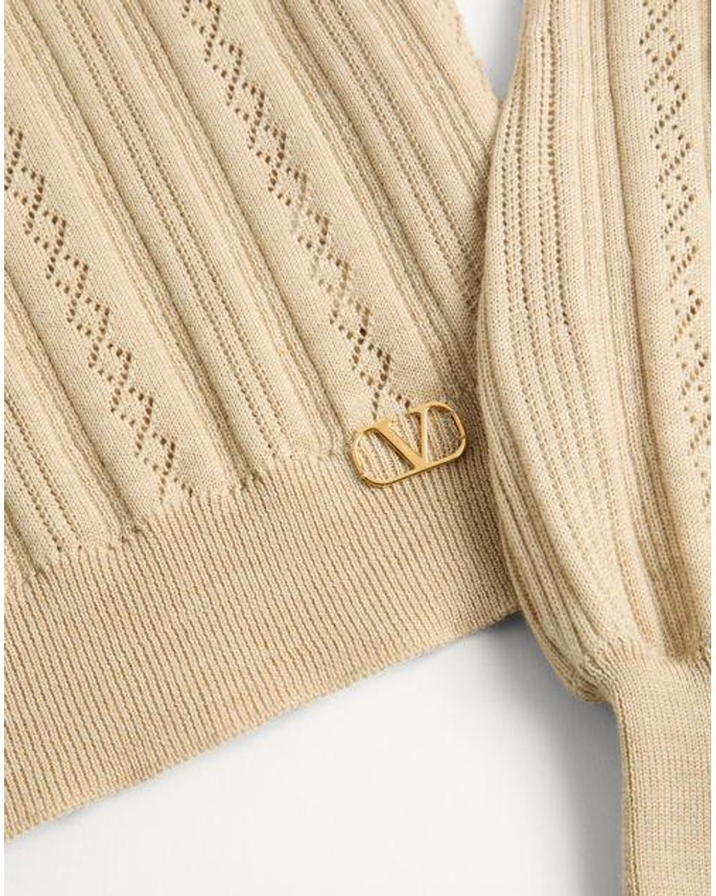 Valentino Natural Logo Plaque Crewneck Jumper