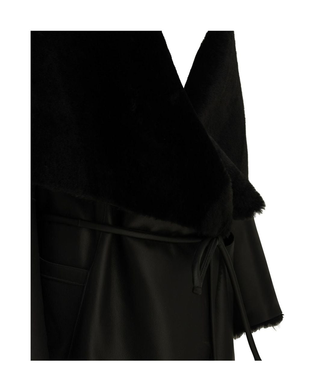 Blancha Black Wrap Panel Long Coat