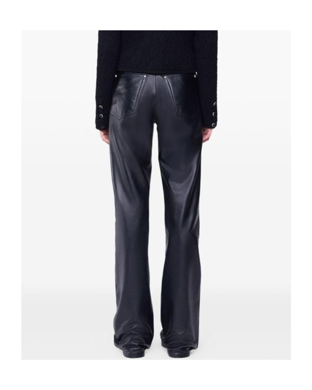 Rabanne Black Flared Leather Trousers