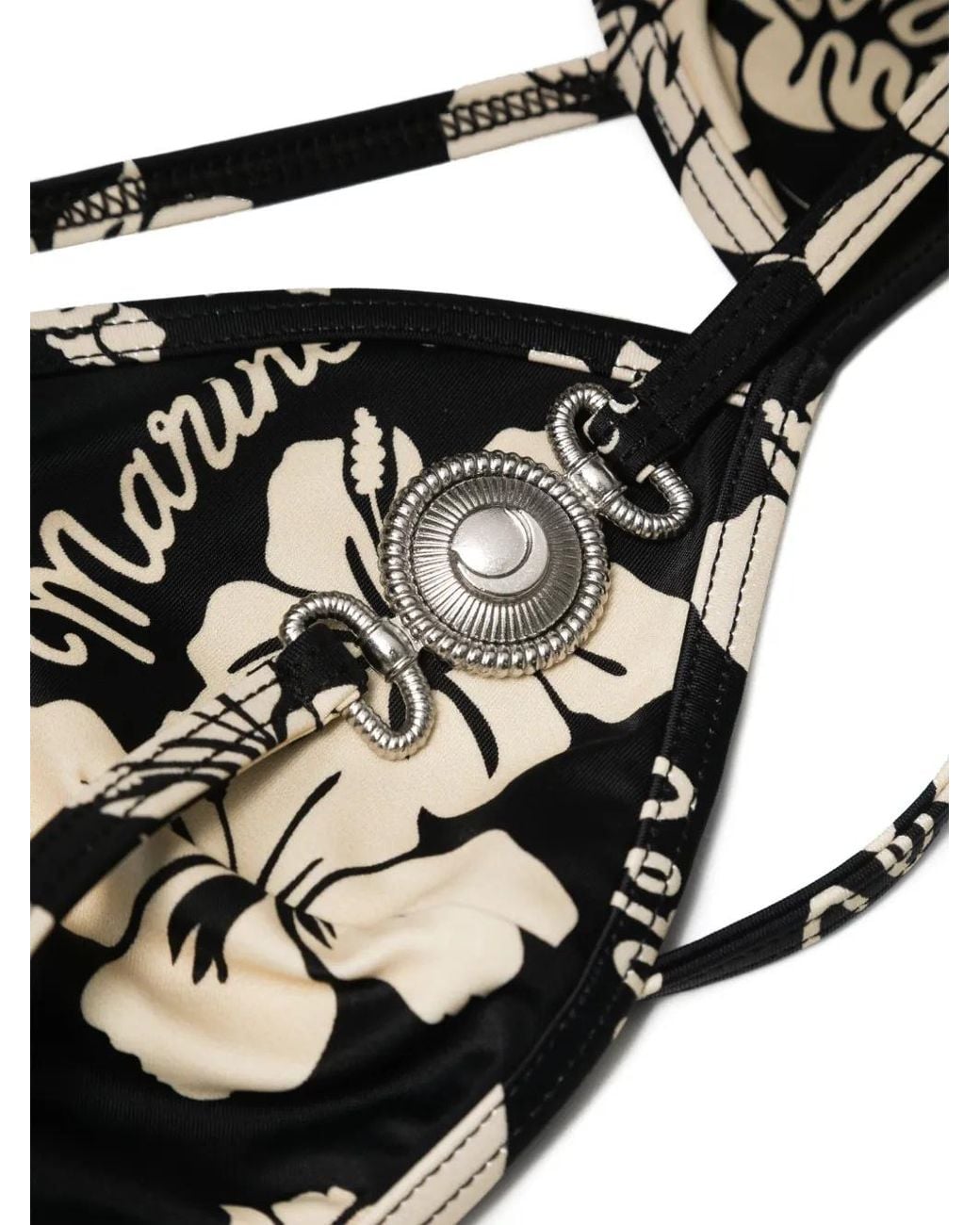 MARINE SERRE White Floral Printed Active Jersey Bikini