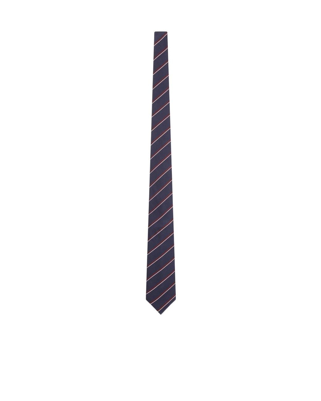 Giorgio Armani White Diagonal Stripe Pointed Tip Tie for men