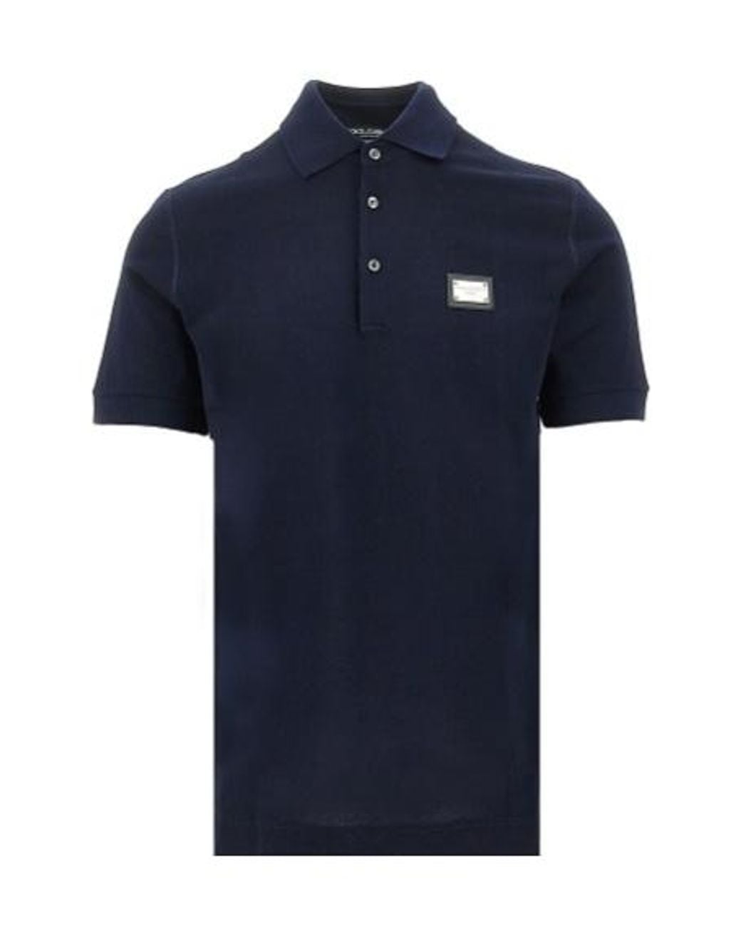 Dolce & Gabbana Blue Logo Plaque Polo Shirt for men