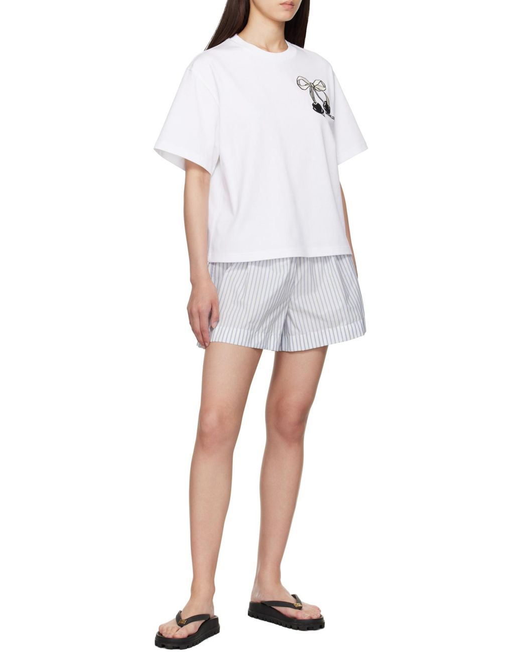 Moncler White Striped Shorts