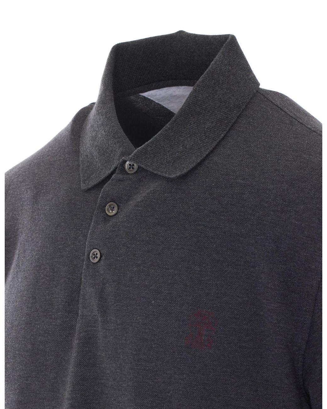 Brunello Cucinelli Black Logo Detailed Short-Sleeved Polo Shirt for men