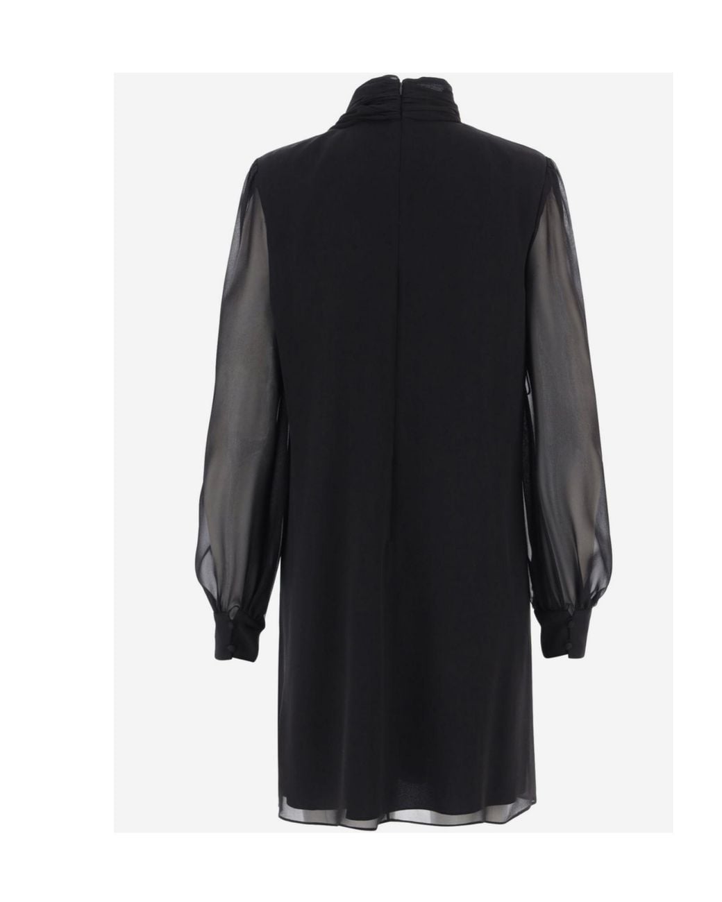 Valentino Blue Draped High Neck Long-Sleeved Dress