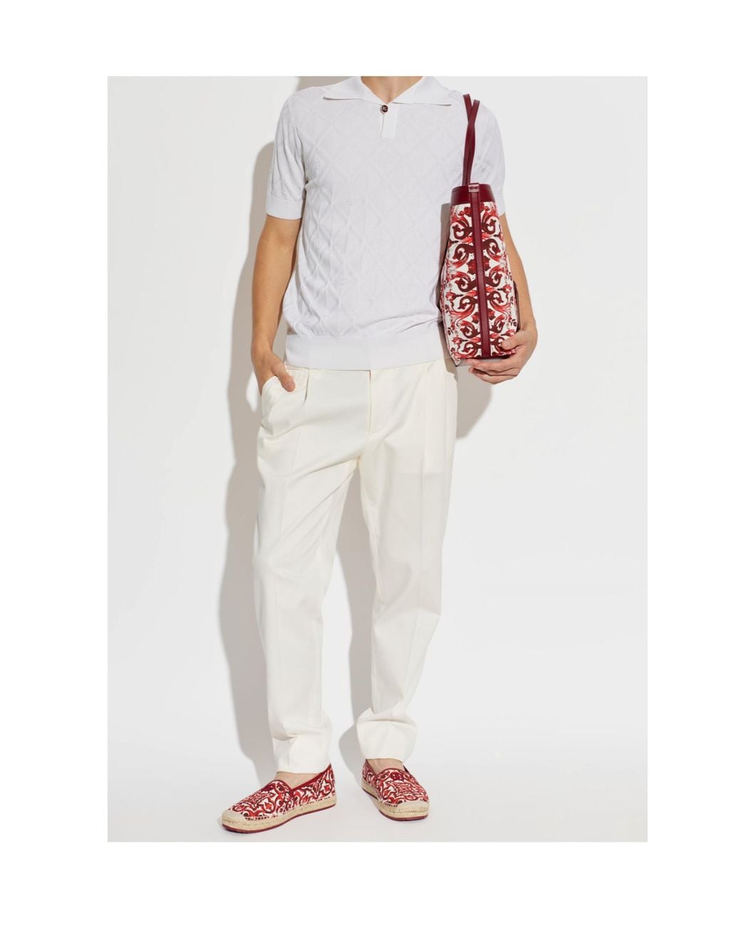 Dolce & Gabbana Red Majolica-Printed Espadrilles for men